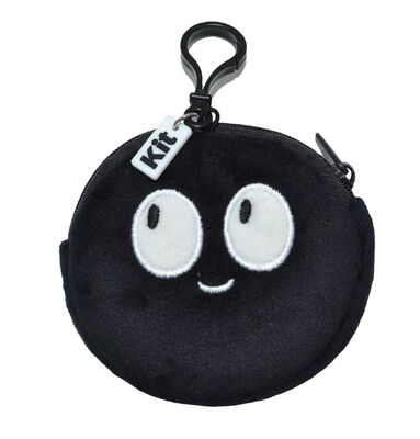 Round Shape Cute Embroidery And Printed Emoji Plush Coin Purse With Silicone Tag