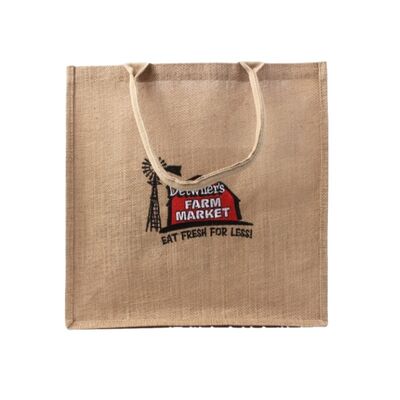 Promotion Reusable Embroidery Natural Jute Bags For Shopping